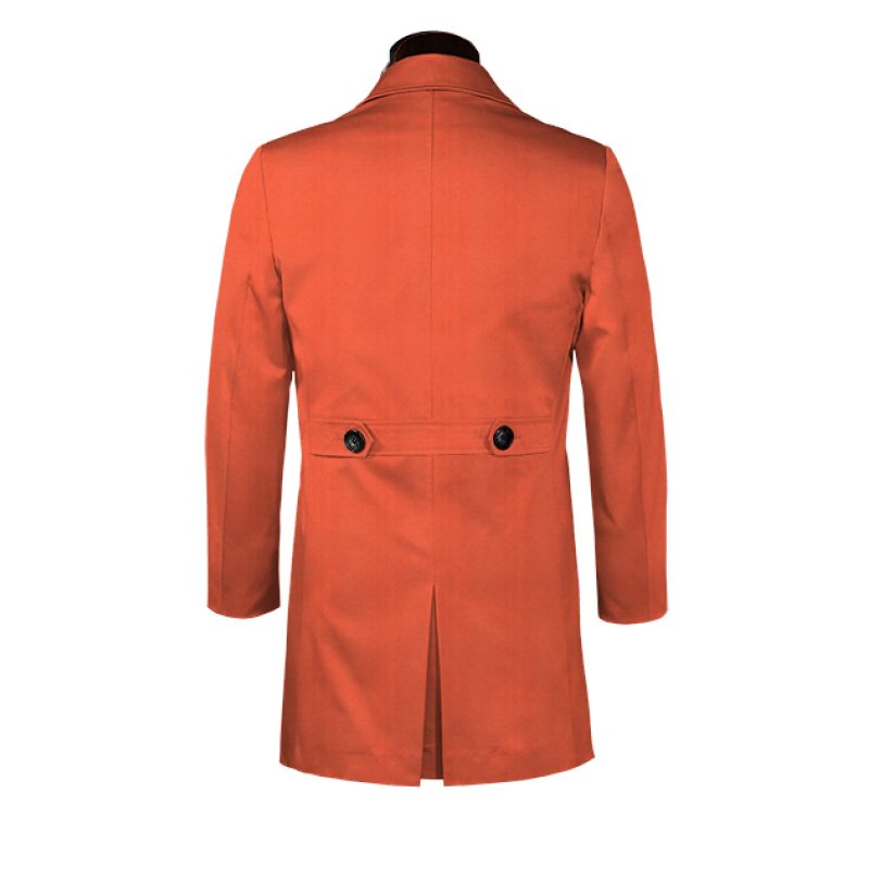 Red single-breasted car coat with epaulettes