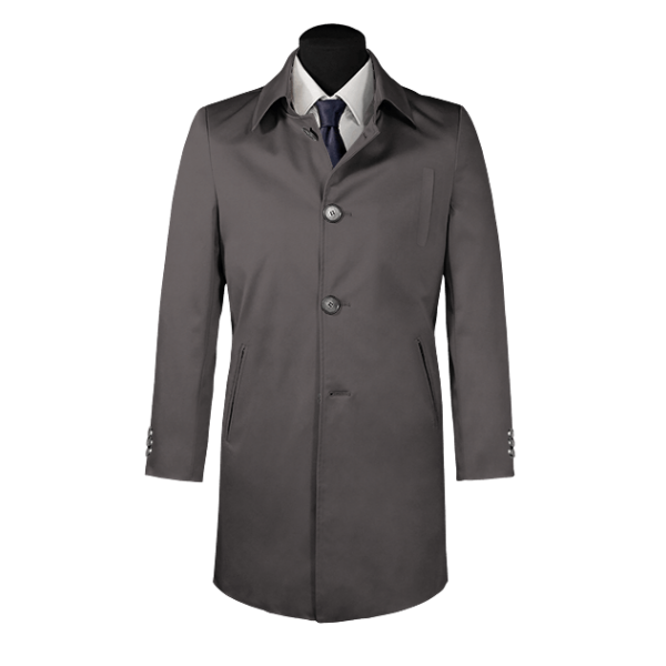 Grey single-breasted car coat