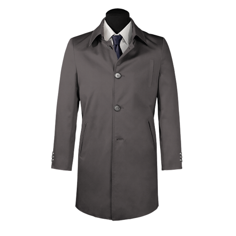 Grey single-breasted car coat