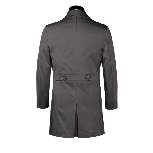 Grey single-breasted car coat