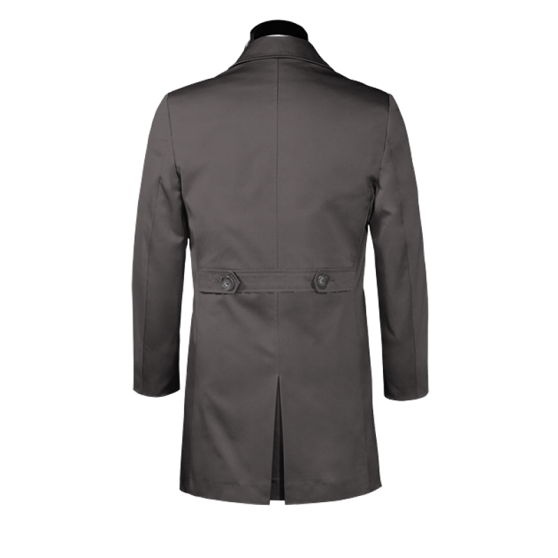 Grey single-breasted car coat