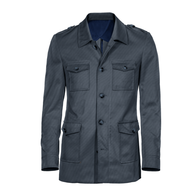 Lightweight Collared Buttoned blue Field jacket with epaulettes