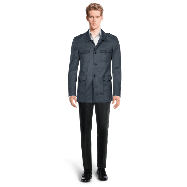 Lightweight Collared Buttoned blue Field jacket with epaulettes