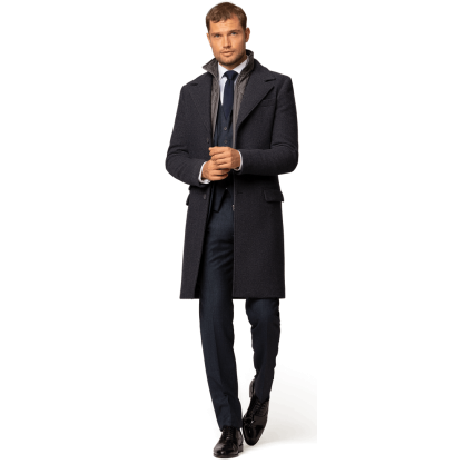 Blue Long Overcoat with removable padded piece