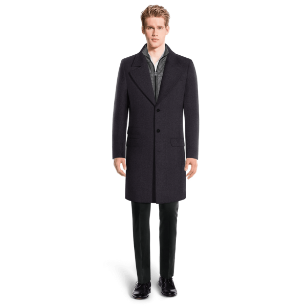 Blue Long Overcoat with removable padded piece