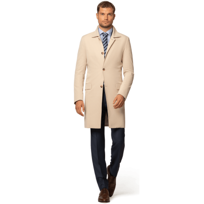 Beige single-breasted mac coat