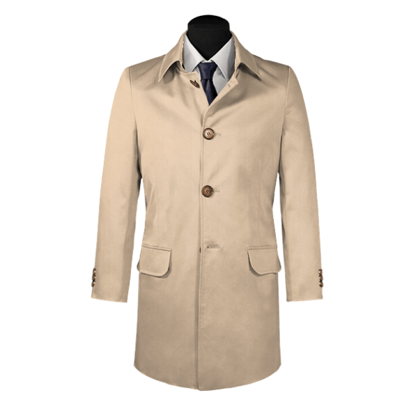 Beige single-breasted mac coat