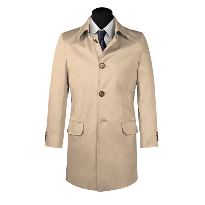 Beige single-breasted mac coat