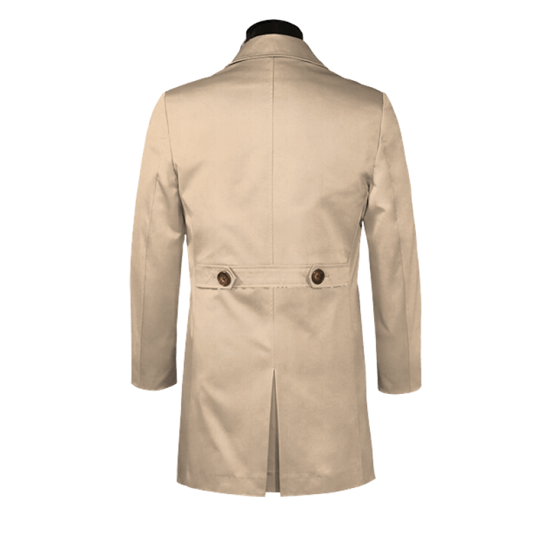 Beige single-breasted mac coat