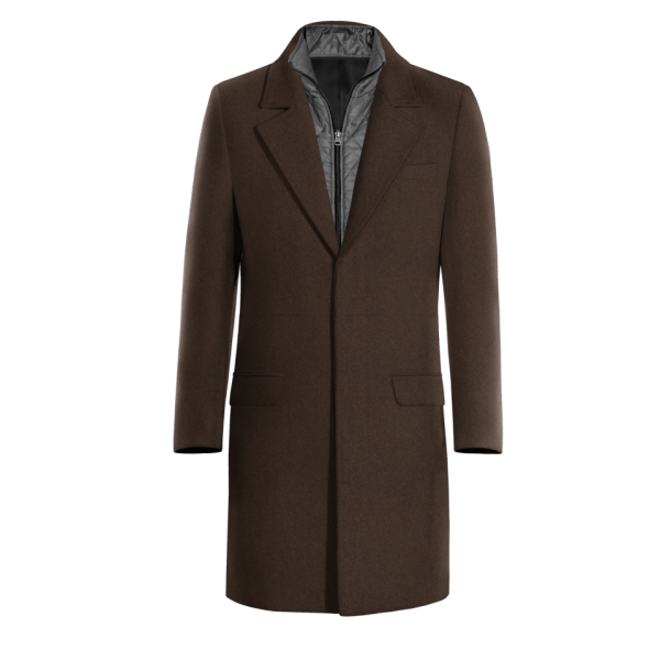 Brown Long Overcoat with removable padded piece