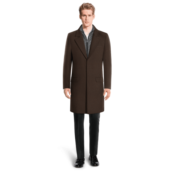 Brown Long Overcoat with removable padded piece