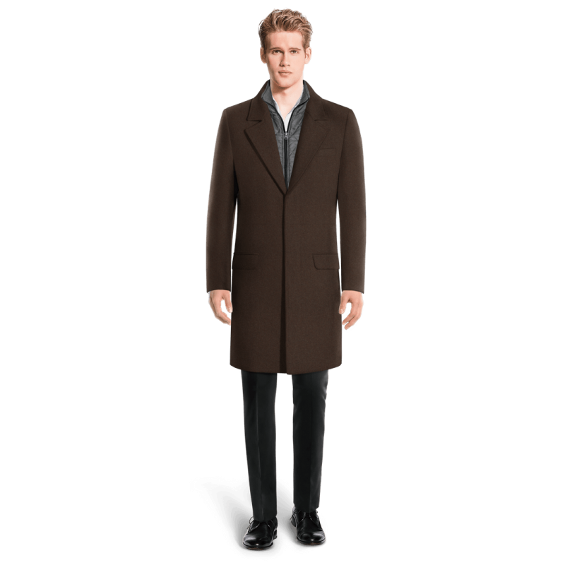 Brown Long Overcoat with removable padded piece