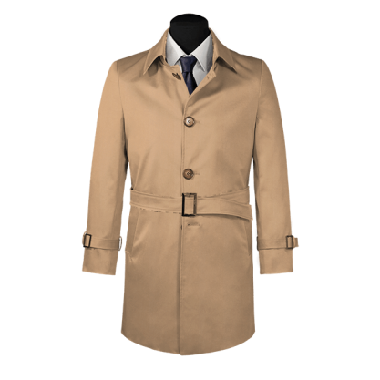 Camel belted single-breasted mac coat