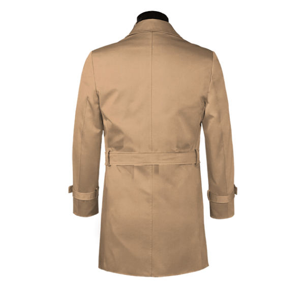 Camel belted single-breasted mac coat