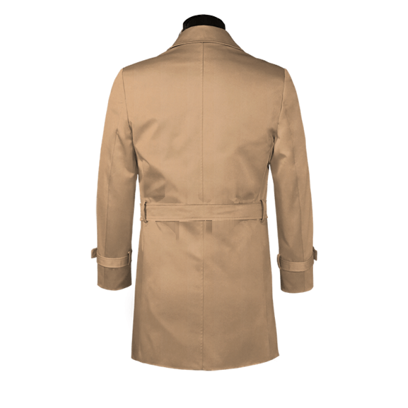 Camel belted single-breasted mac coat