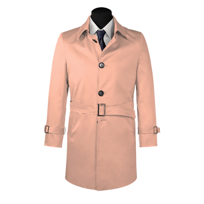 Pink belted single-breasted mac coat