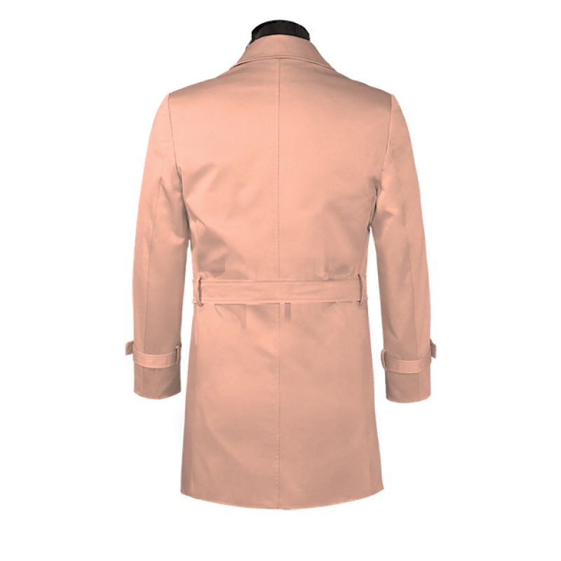 Pink belted single-breasted mac coat