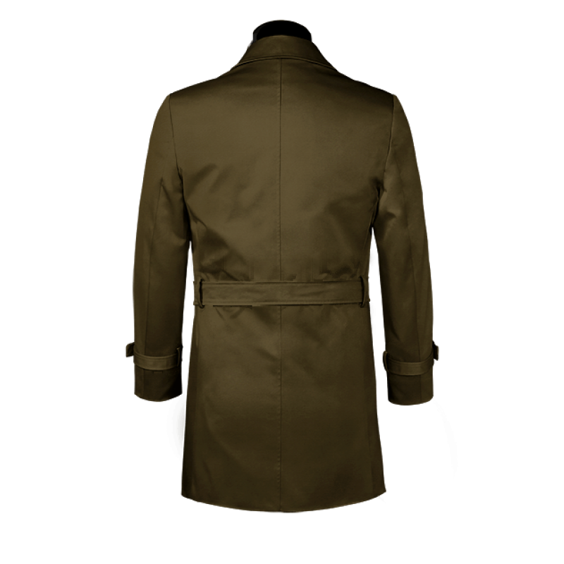 Green belted single-breasted mac coat