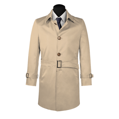 Beige belted single-breasted car coat