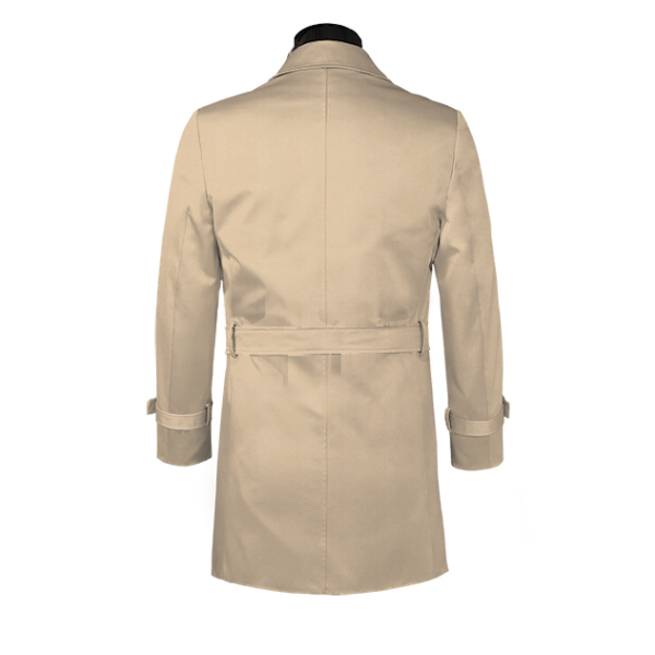 Beige belted single-breasted car coat