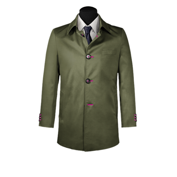 Green single-breasted car coat