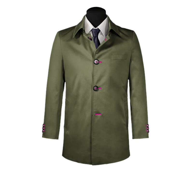 Green single-breasted car coat