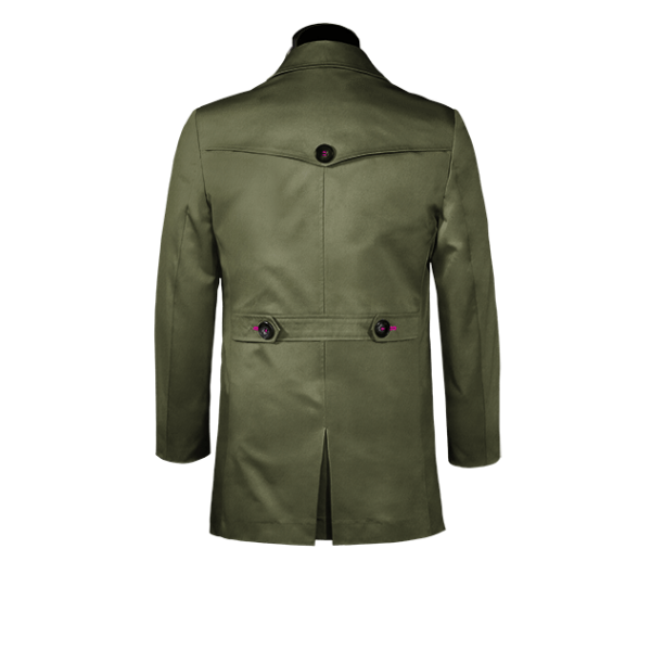 Green single-breasted car coat