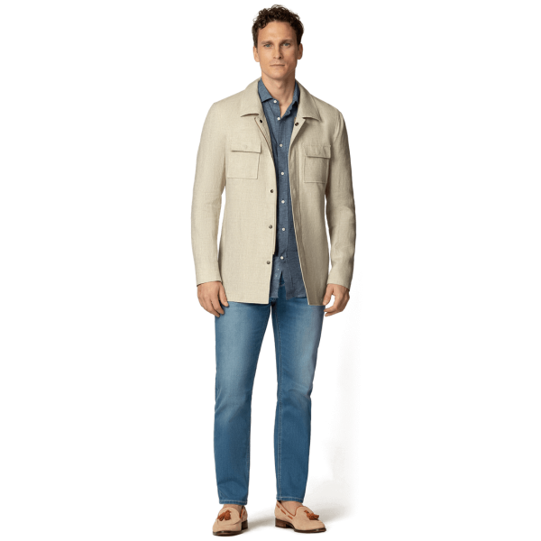 Unlined beige linen Field jacket