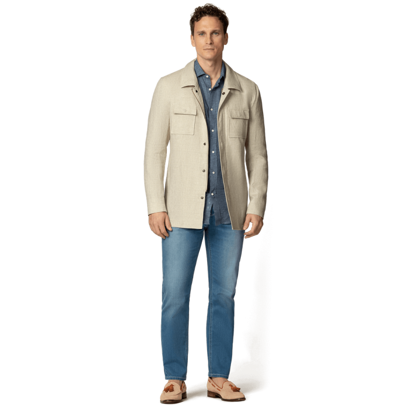 Unlined beige linen Field jacket