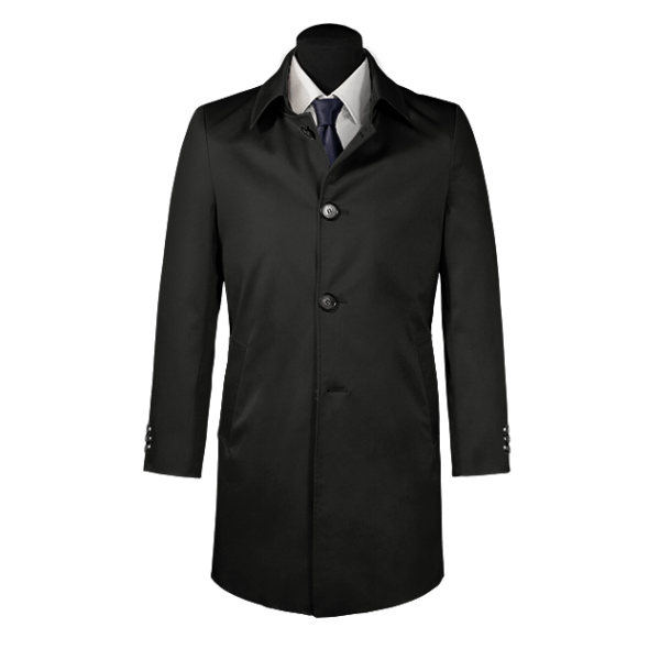 Black single-breasted car coat