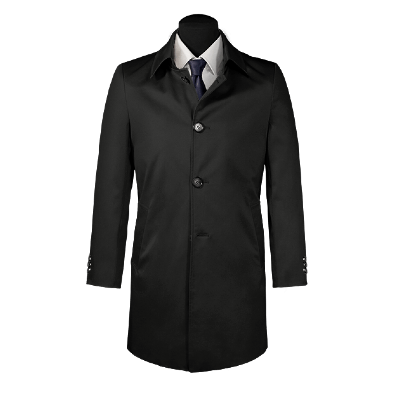 Black single-breasted car coat