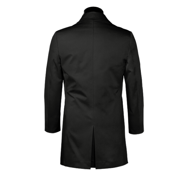 Black single-breasted car coat