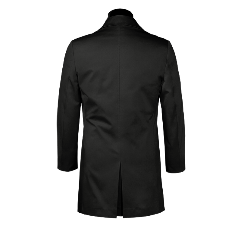 Black single-breasted car coat