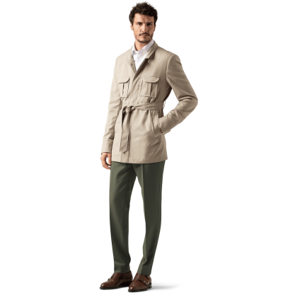 Collared beige Field jacket with belt