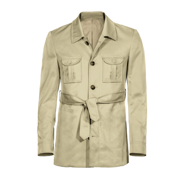 Collared beige Field jacket with belt
