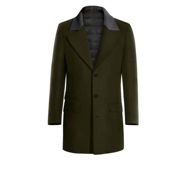 Green Overcoat with contrasted Collar