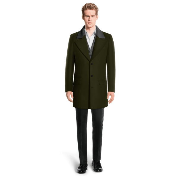 Green Overcoat with contrasted Collar