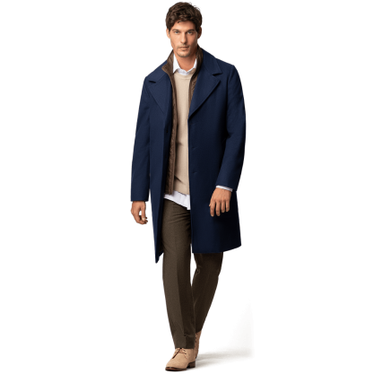 Blue Long Coat with removable padded piece