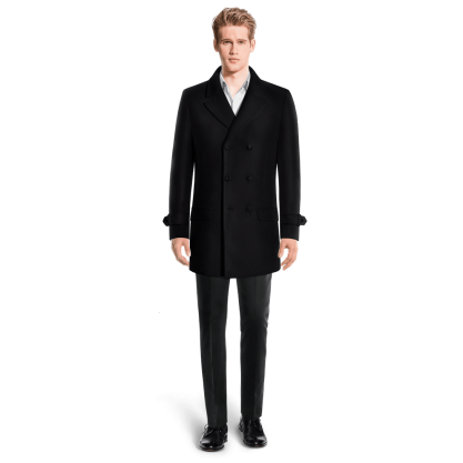 Blue Pure wool Peacoat with sleeve straps