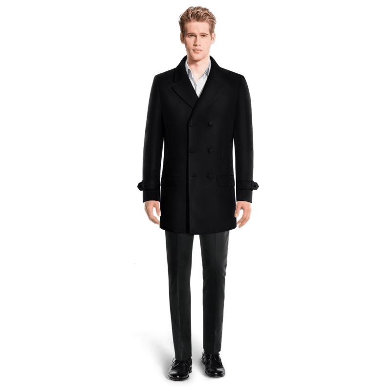 Blue Pure wool Peacoat with sleeve straps