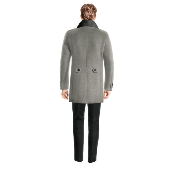 Grey Pea Jacket with contrasted Collar