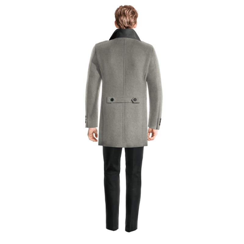 Grey Pea Jacket with contrasted Collar