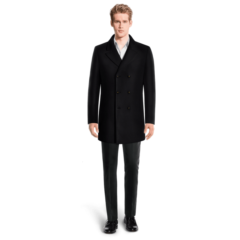 Blue Pure wool Peacoat with contrasted Buttonthreads