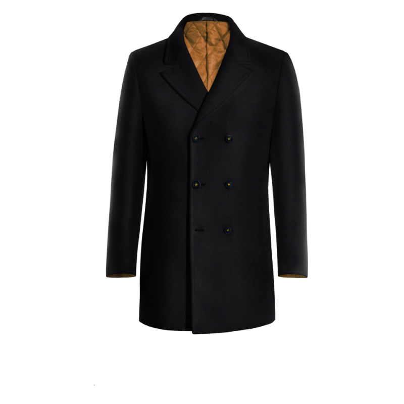 Blue Pure wool Peacoat with contrasted Buttonthreads