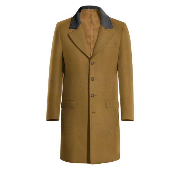 Camel Long Coat with contrasted Collar