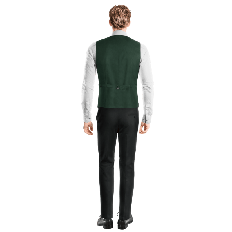Green Wool Blends double-breasted Vest with brass buttons