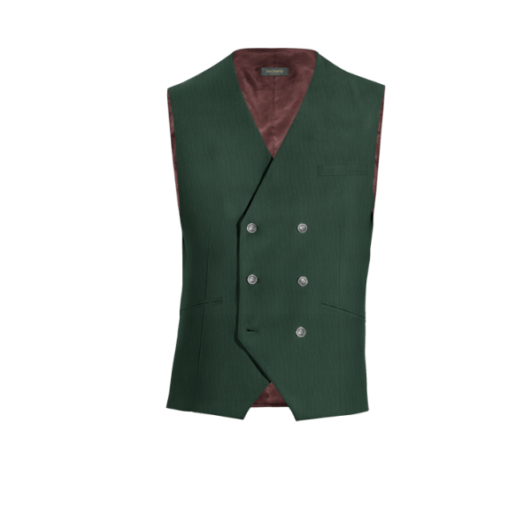 Green Wool Blends double-breasted Vest with brass buttons