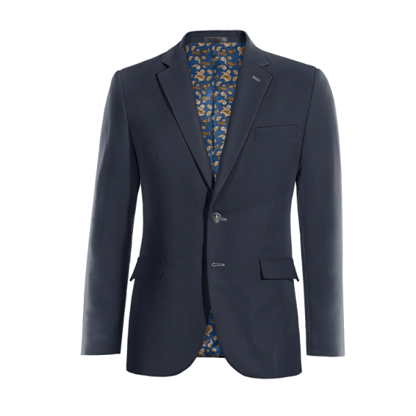 Blue Wool Blends Jacket with customized threads