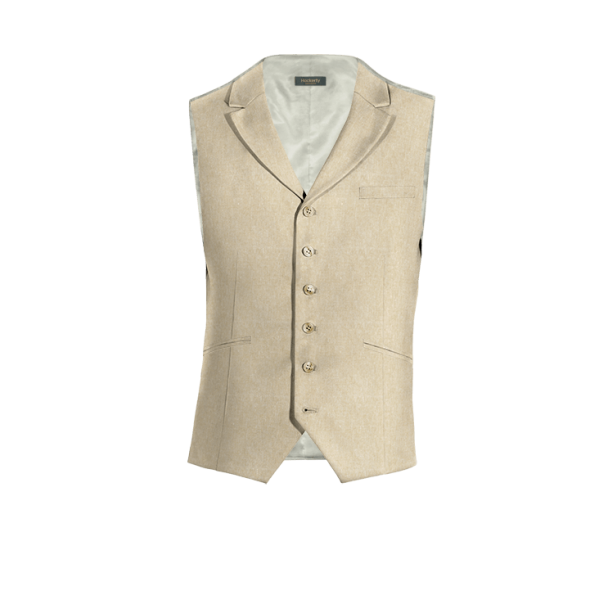 Sand linen lapeled Vest