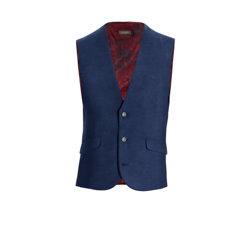 Navy Blue linen Vest with brass buttons